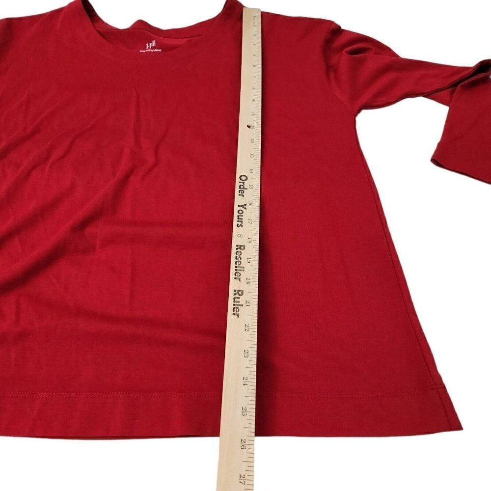 J Jill Top 1X Red Luxe Supima Relaxed Tee Long Sleeve Stretch Crew Neck Blouse - Picture 10 of 11